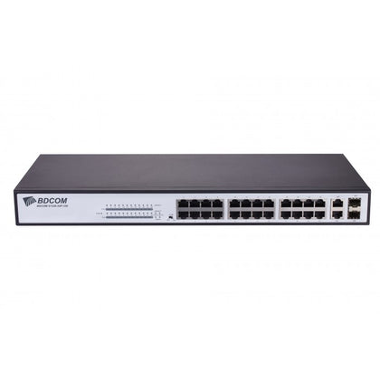 S1226-24P Unmanaged Ethernet POE switch with 24 100M POE Base-T ports, 2 gigabit combo ports, lange buffer